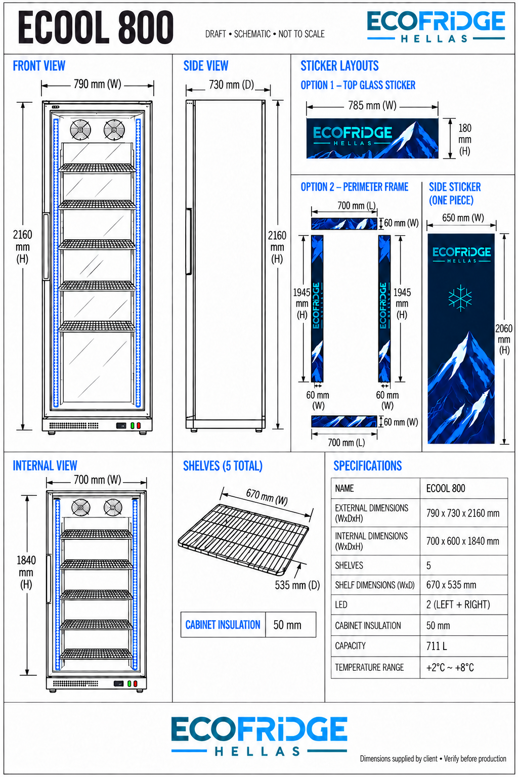 ecool 800 Βιτρίνα Συντήρησης 711lt Ενεργ.Κλάση: Β Inverter - Image 3